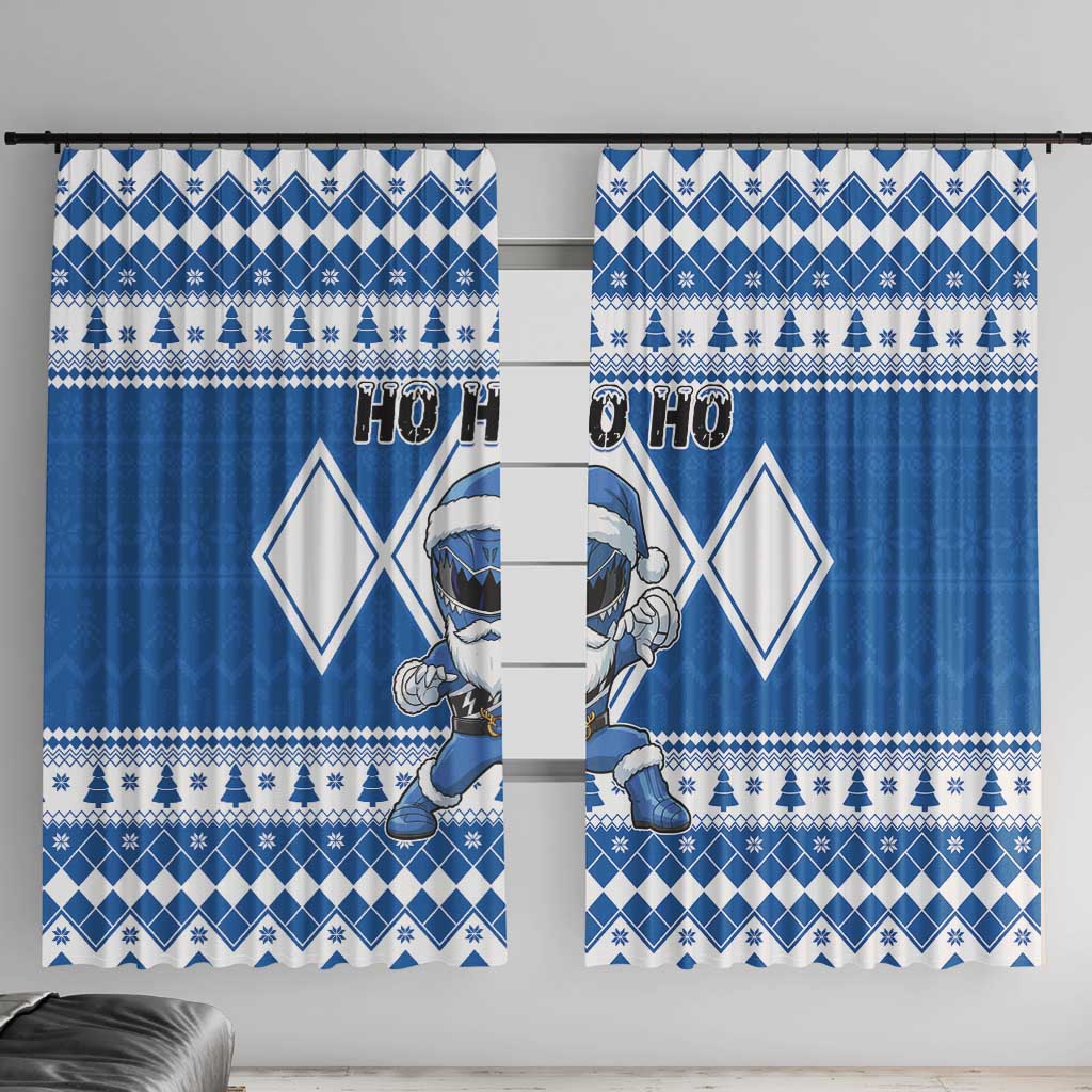 Power Blue Ranger Santa Claus Window Curtain Funny Christmas - Wonder Print Shop