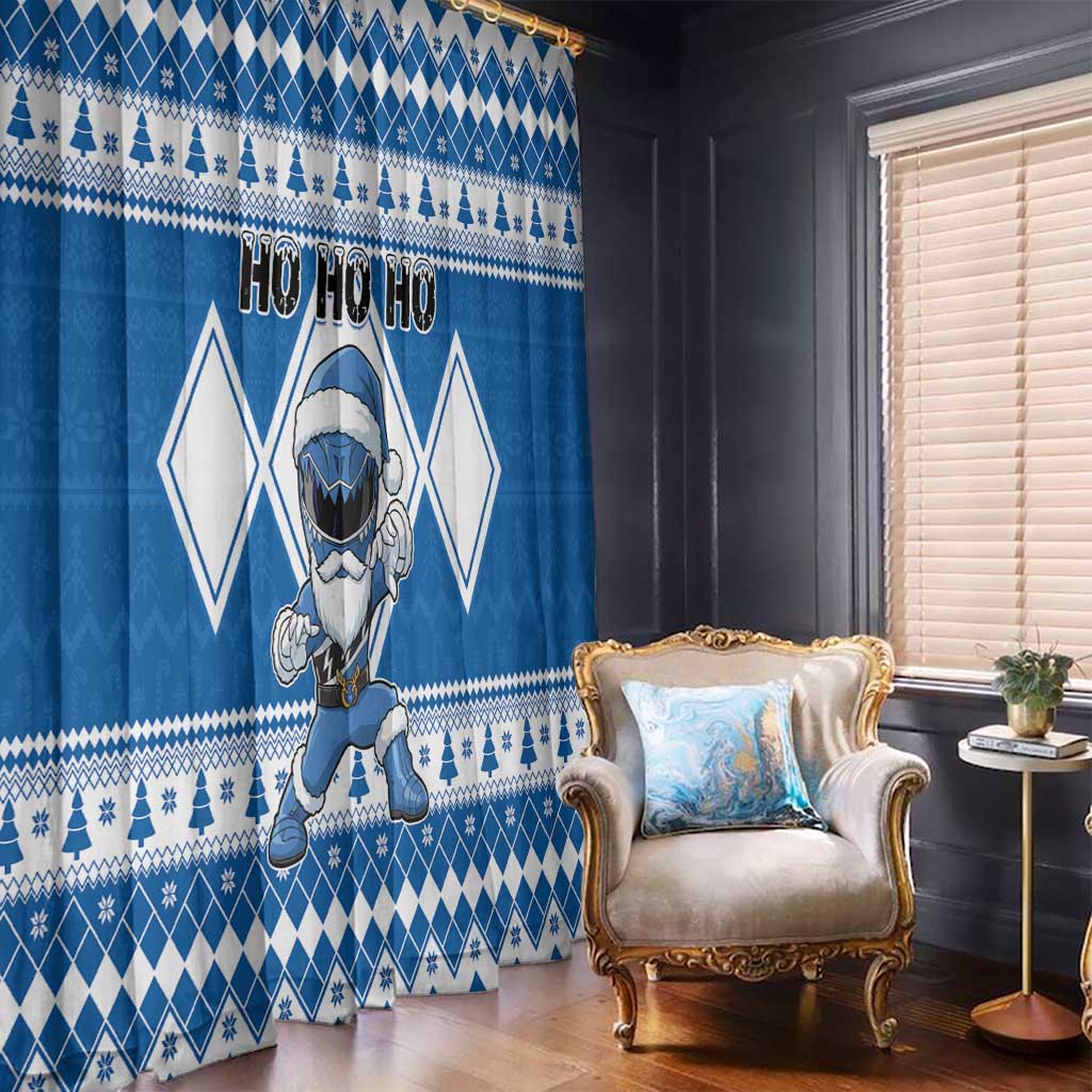 Power Blue Ranger Santa Claus Window Curtain Funny Christmas - Wonder Print Shop