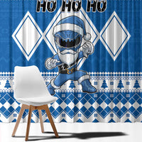 Power Blue Ranger Santa Claus Window Curtain Funny Christmas - Wonder Print Shop
