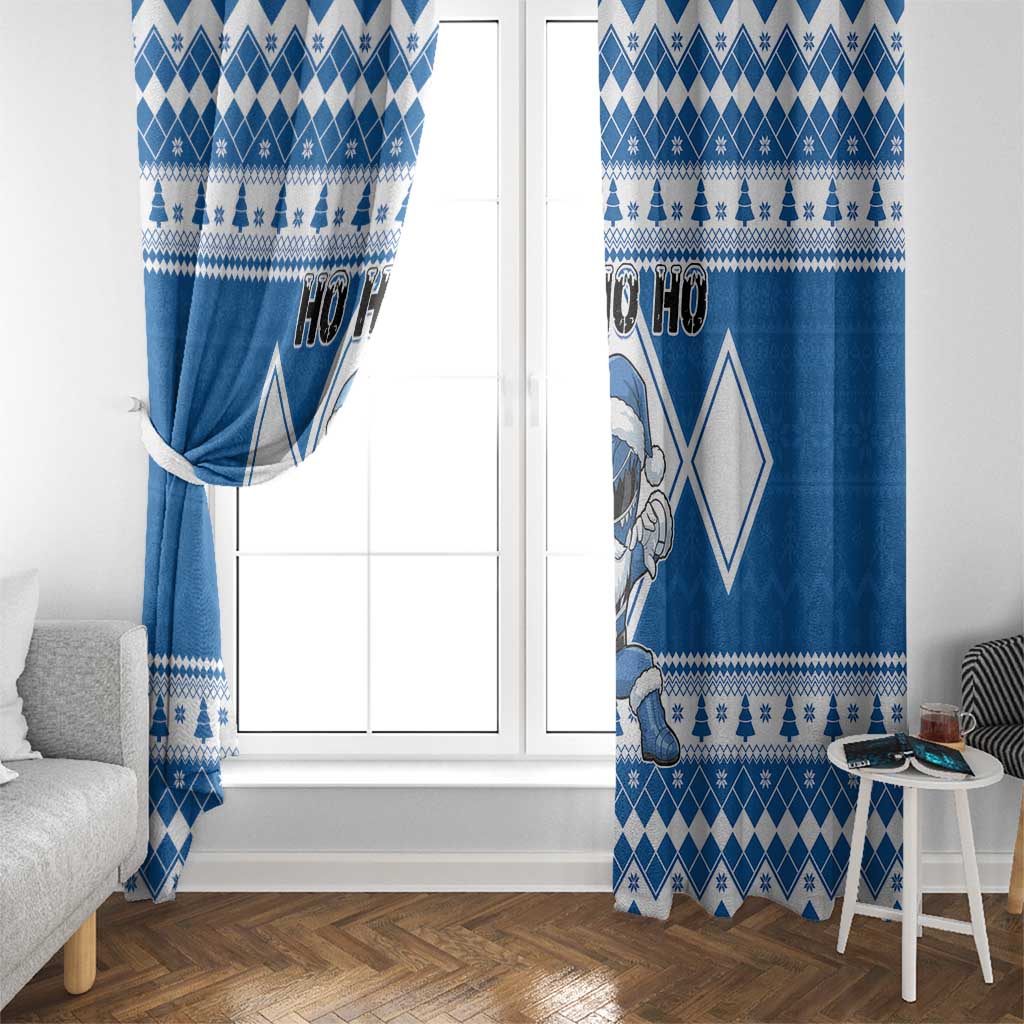 Power Blue Ranger Santa Claus Window Curtain Funny Christmas - Wonder Print Shop