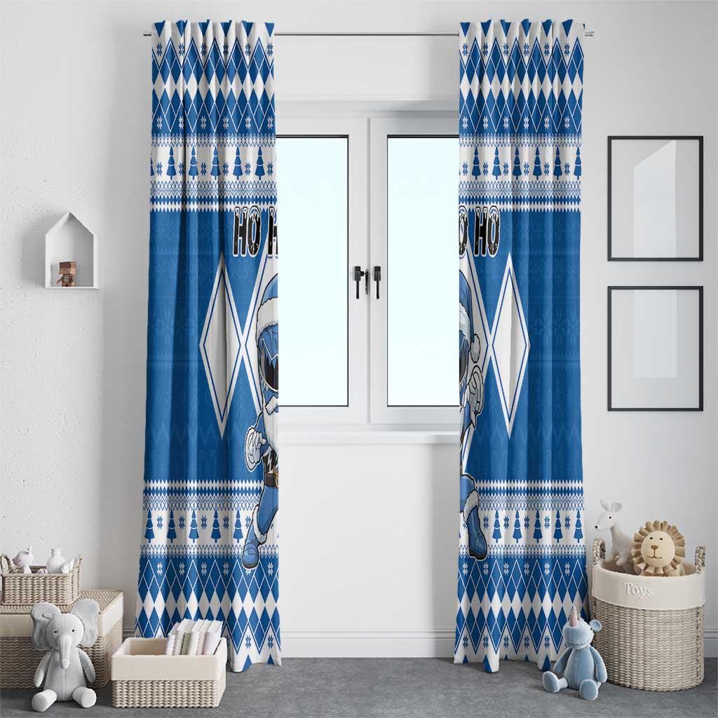Power Blue Ranger Santa Claus Window Curtain Funny Christmas - Wonder Print Shop
