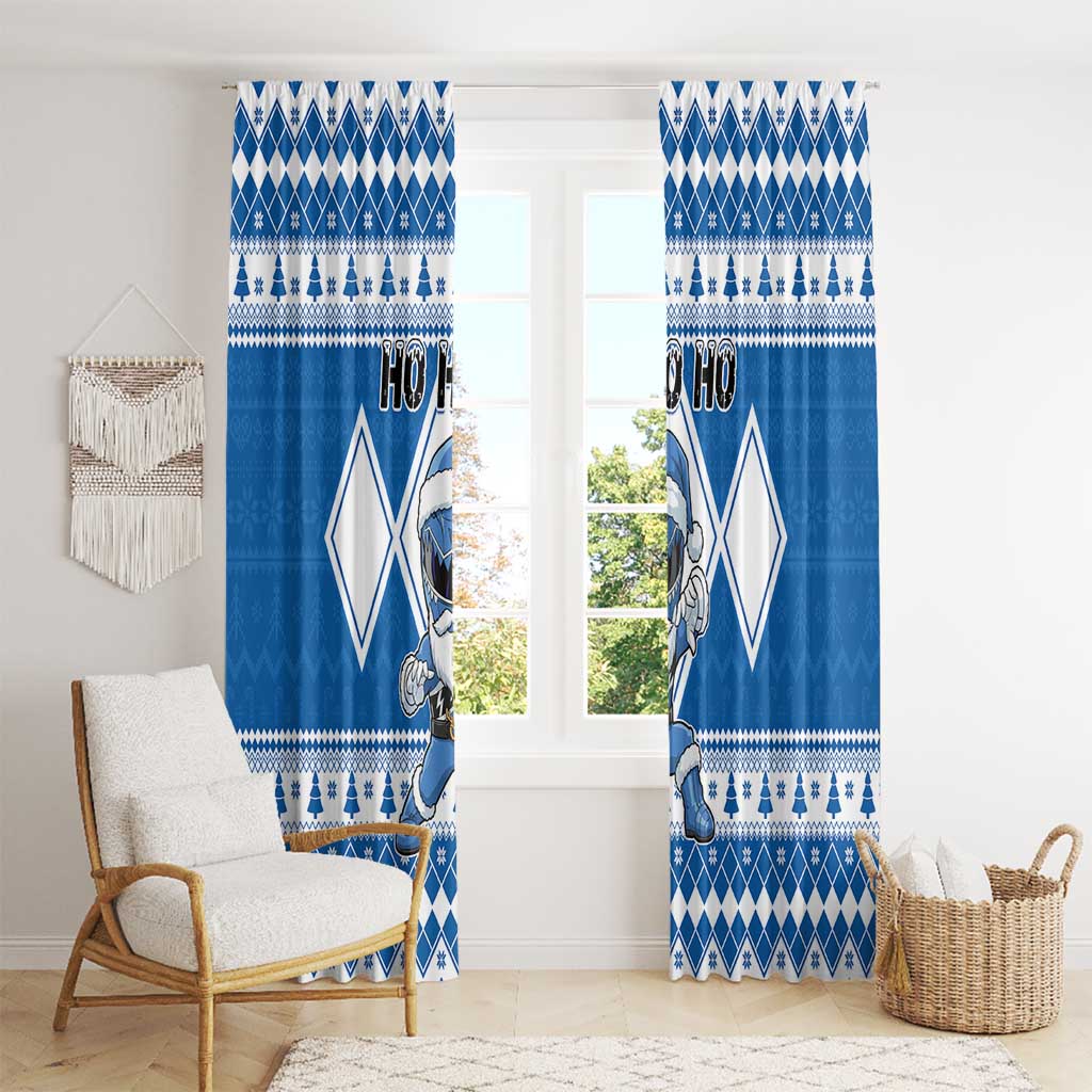Power Blue Ranger Santa Claus Window Curtain Funny Christmas - Wonder Print Shop