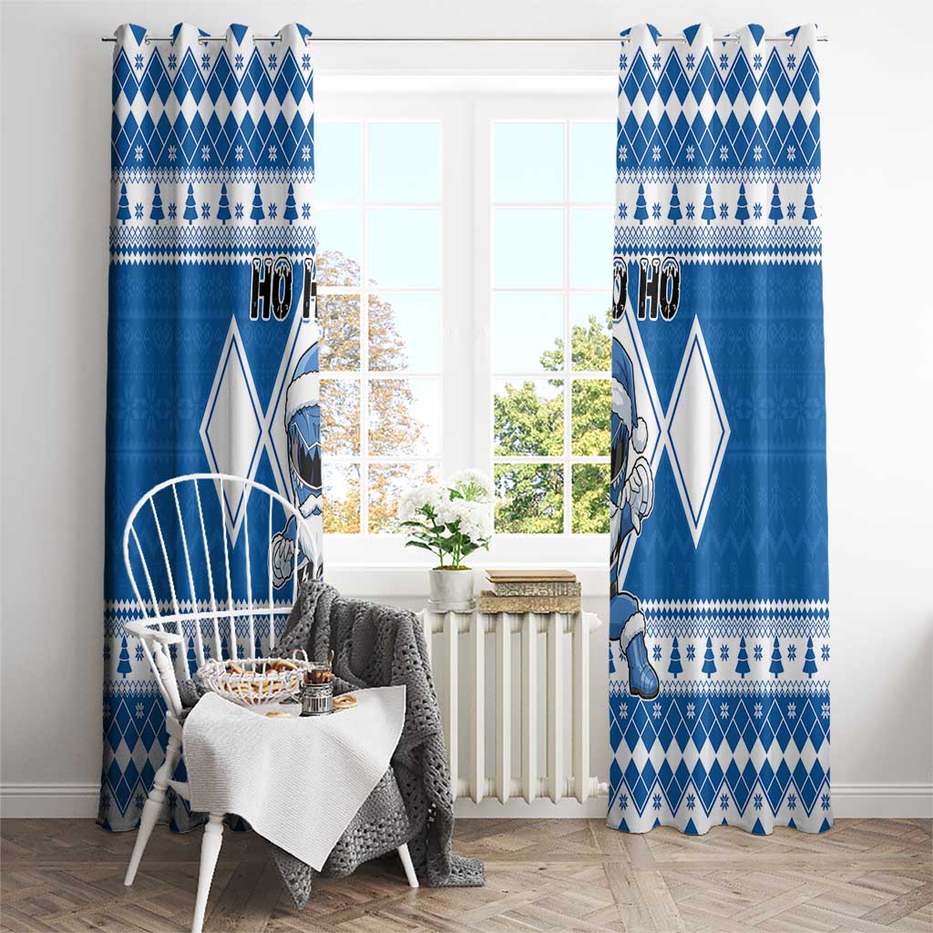 Power Blue Ranger Santa Claus Window Curtain Funny Christmas - Wonder Print Shop