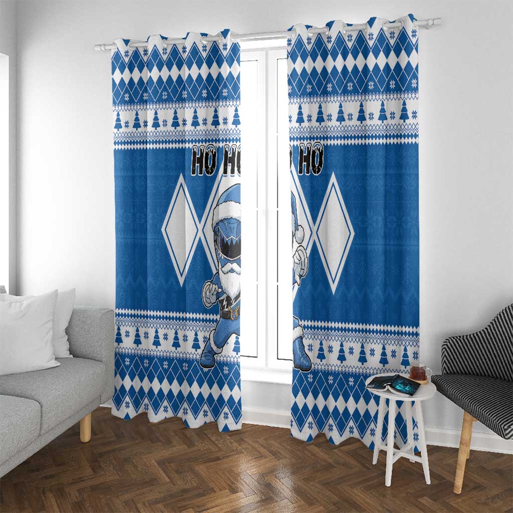 Power Blue Ranger Santa Claus Window Curtain Funny Christmas - Wonder Print Shop
