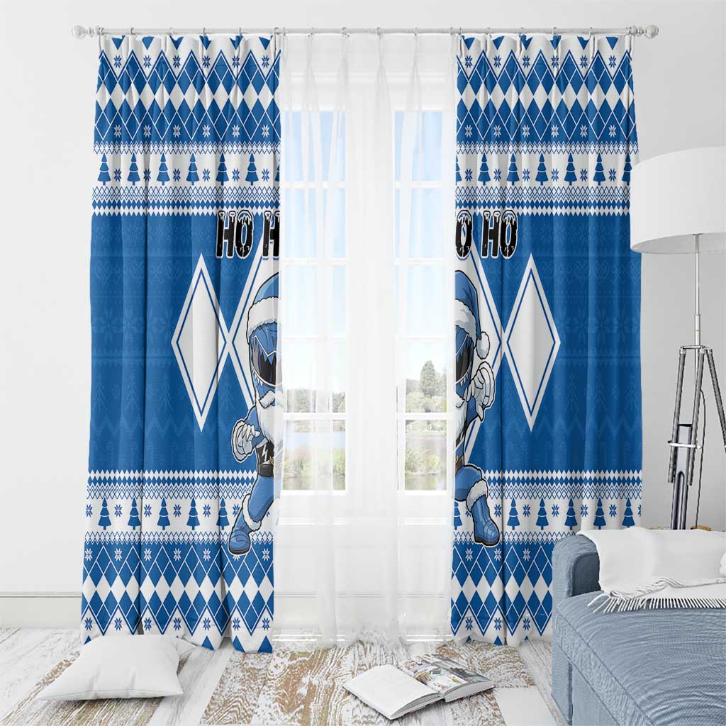 Power Blue Ranger Santa Claus Window Curtain Funny Christmas - Wonder Print Shop