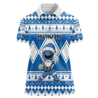 Personalized Power Blue Ranger Santa Claus Women Polo Shirt Funny Christmas - Wonder Print Shop
