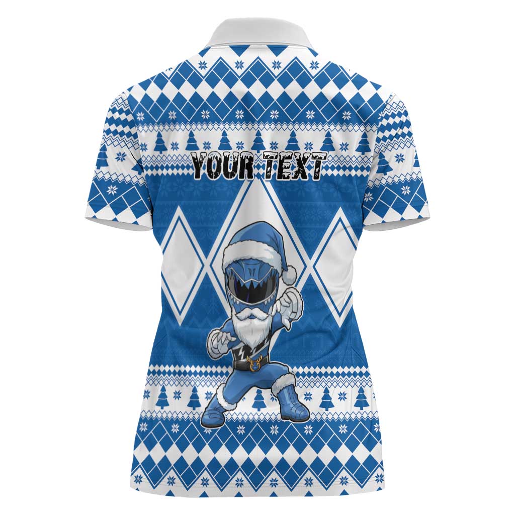 Personalized Power Blue Ranger Santa Claus Women Polo Shirt Funny Christmas - Wonder Print Shop