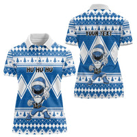 Personalized Power Blue Ranger Santa Claus Women Polo Shirt Funny Christmas - Wonder Print Shop