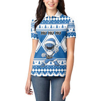 Personalized Power Blue Ranger Santa Claus Women Polo Shirt Funny Christmas - Wonder Print Shop