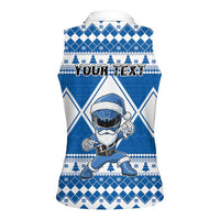 Personalized Power Blue Ranger Santa Claus Women Sleeveless Polo Shirt Funny Christmas - Wonder Print Shop