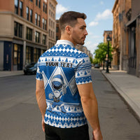 Personalized Power Blue Ranger Santa Claus Zipper Polo Shirt Funny Christmas - Wonder Print Shop