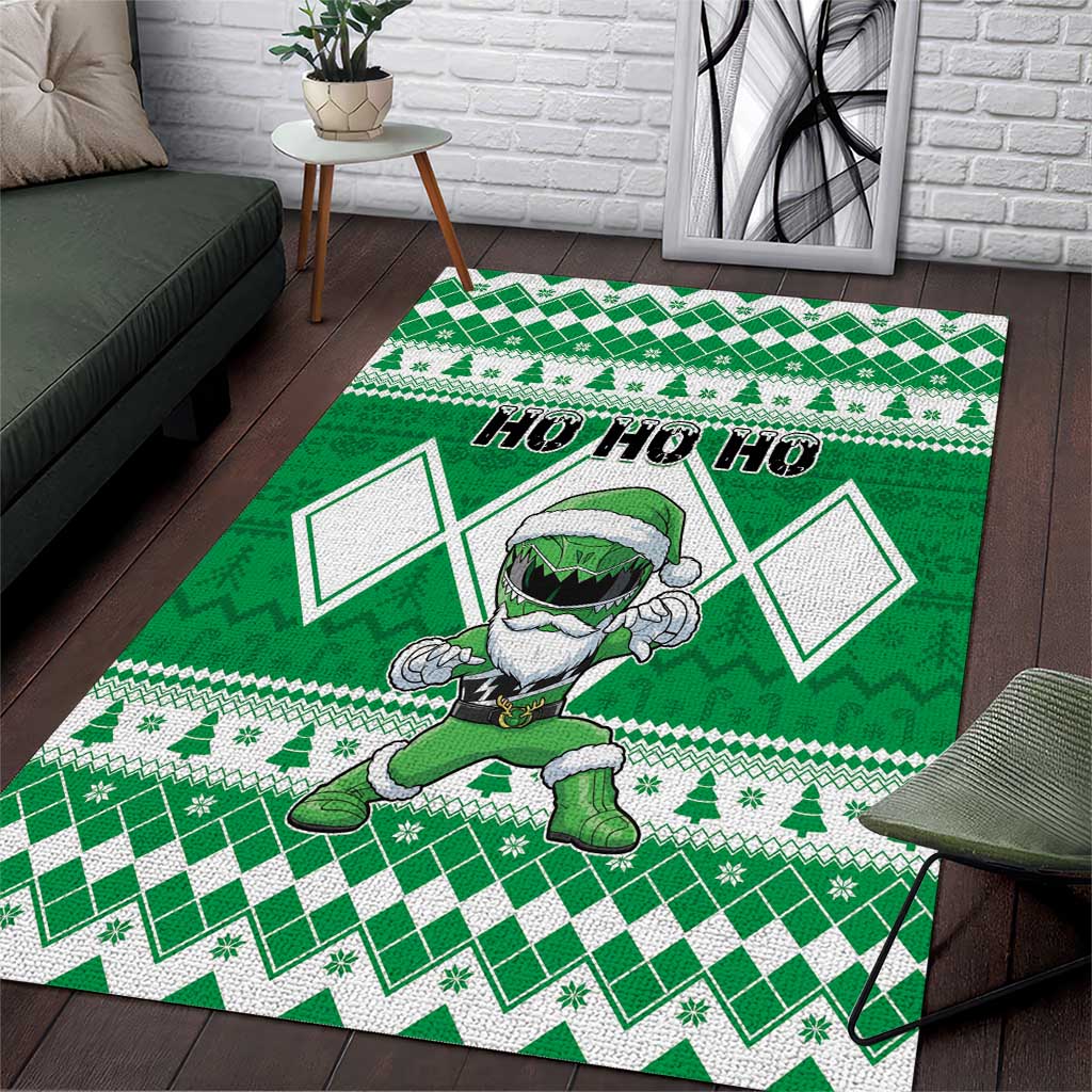 Power Green Ranger Santa Claus Area Rug Funny Christmas - Wonder Print Shop