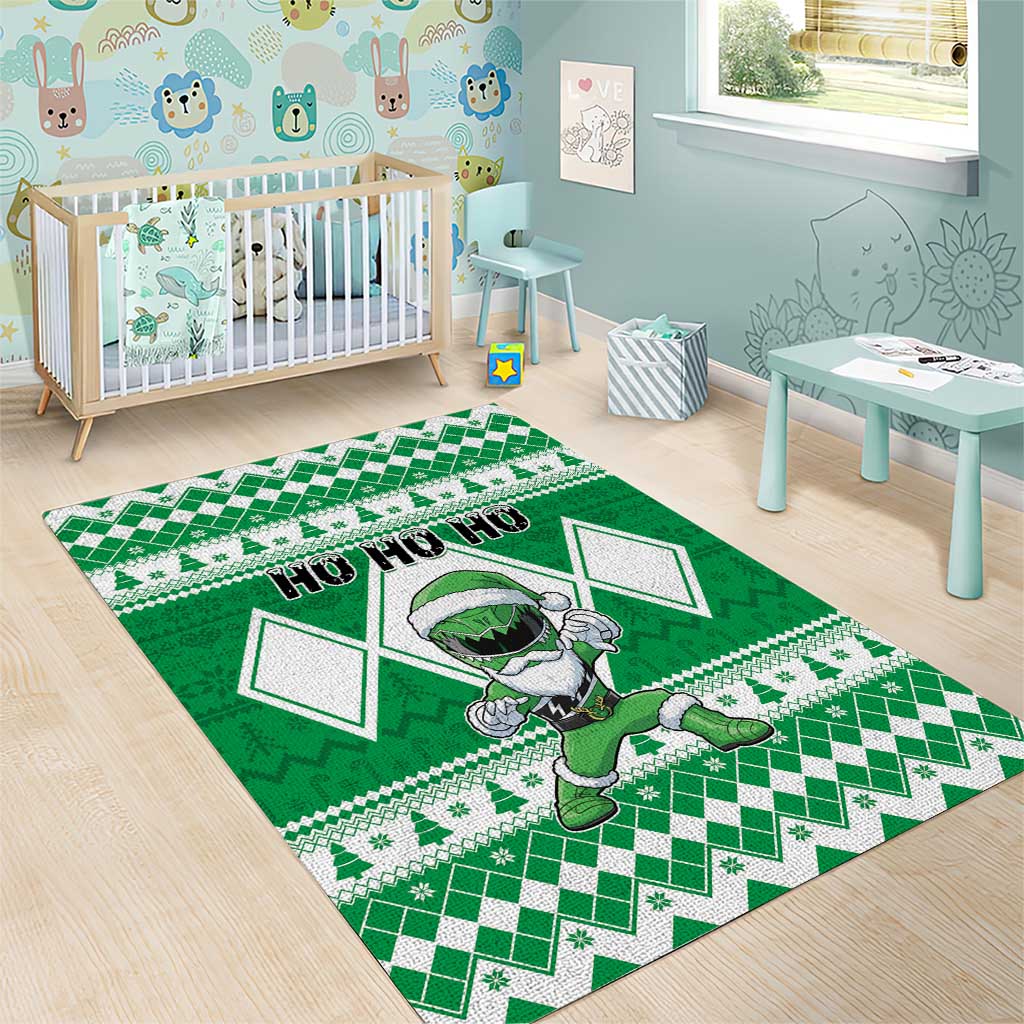 Power Green Ranger Santa Claus Area Rug Funny Christmas - Wonder Print Shop