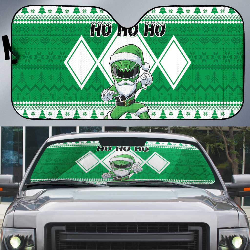 Power Green Ranger Santa Claus Auto Sun Shade Funny Christmas - Wonder Print Shop