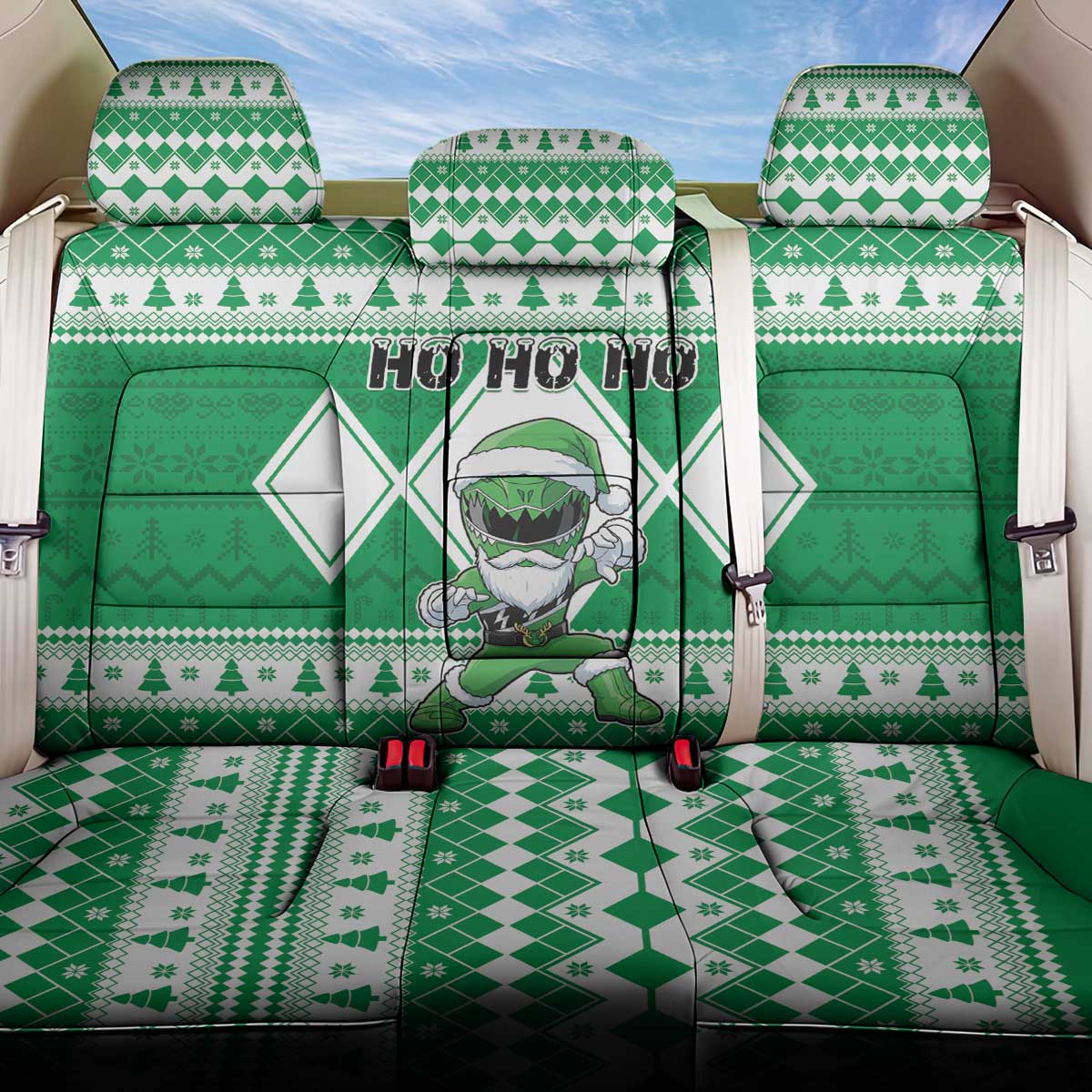 Power Green Ranger Santa Claus Back Car Seat Cover Funny Christmas - Wonder Print Shop