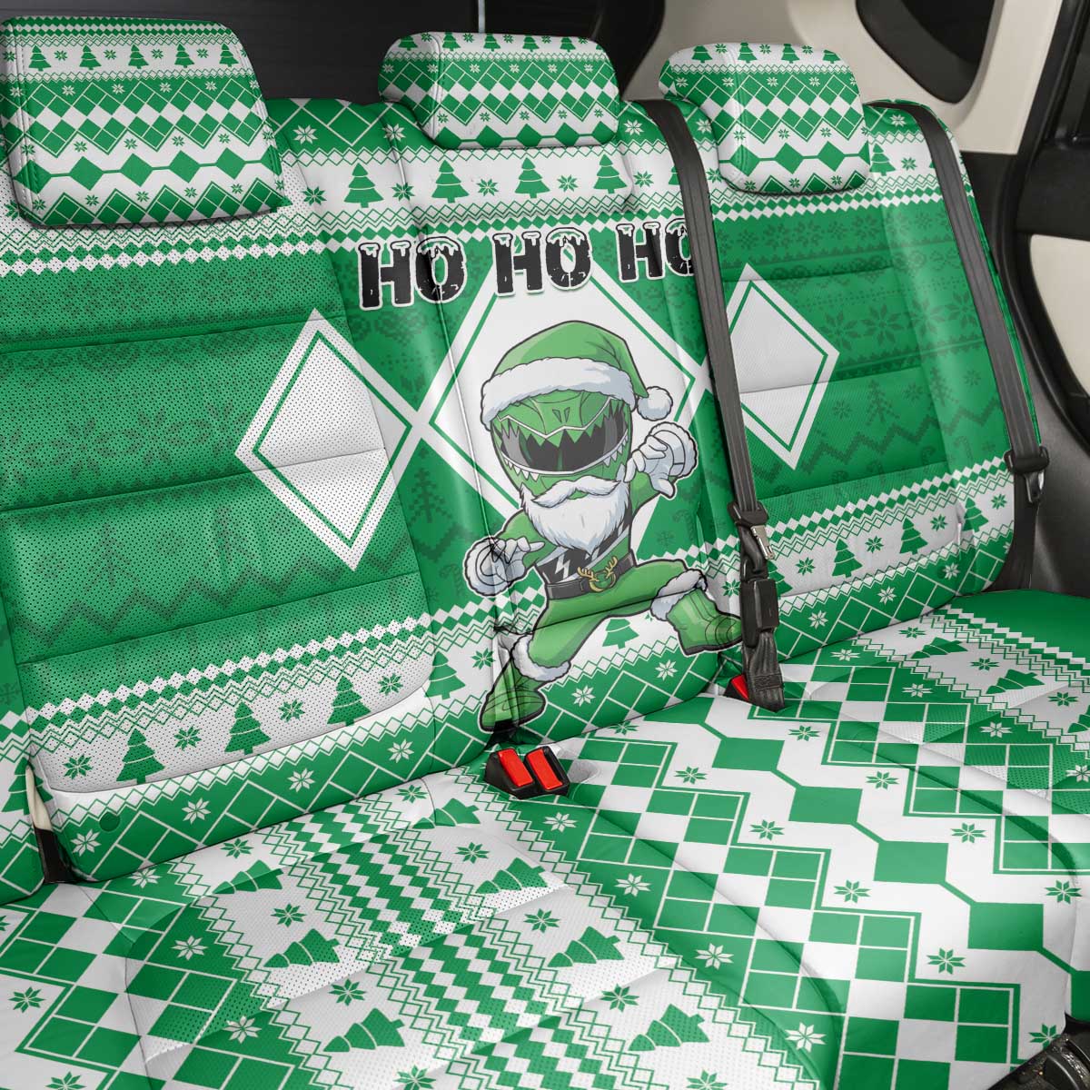 Power Green Ranger Santa Claus Back Car Seat Cover Funny Christmas - Wonder Print Shop