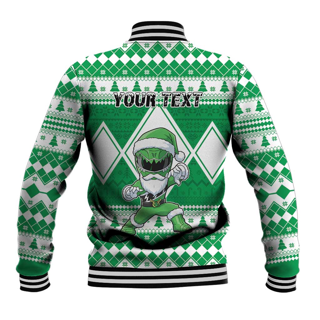 Personalized Power Green Ranger Santa Claus Baseball Jacket Funny Christmas - Wonder Print Shop