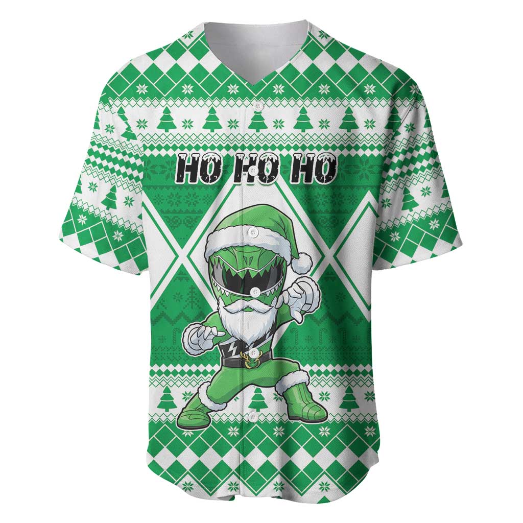 Personalized Power Green Ranger Santa Claus Baseball Jersey Funny Christmas - Wonder Print Shop