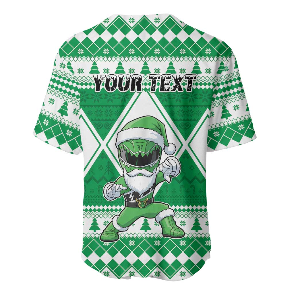 Personalized Power Green Ranger Santa Claus Baseball Jersey Funny Christmas - Wonder Print Shop