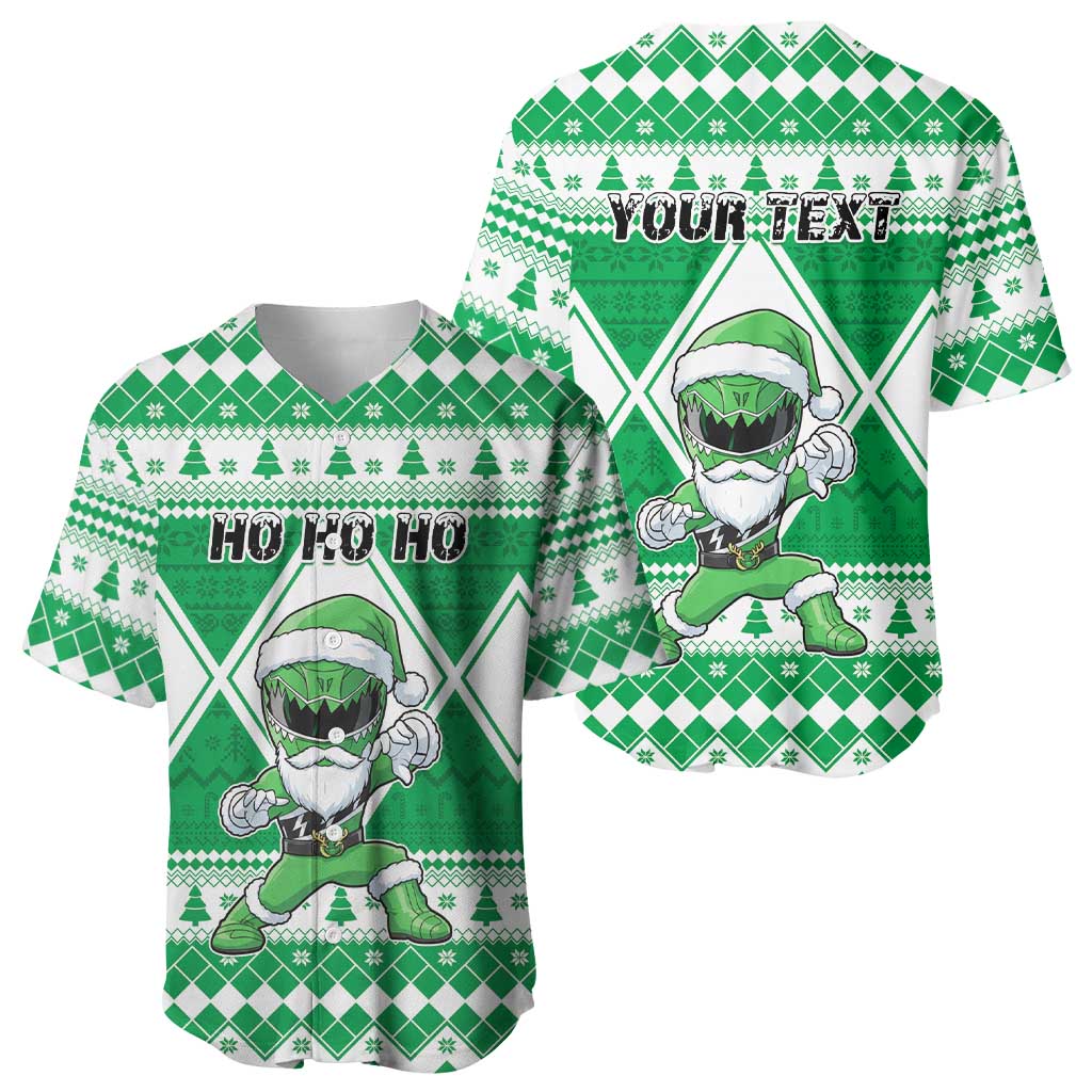 Personalized Power Green Ranger Santa Claus Baseball Jersey Funny Christmas - Wonder Print Shop