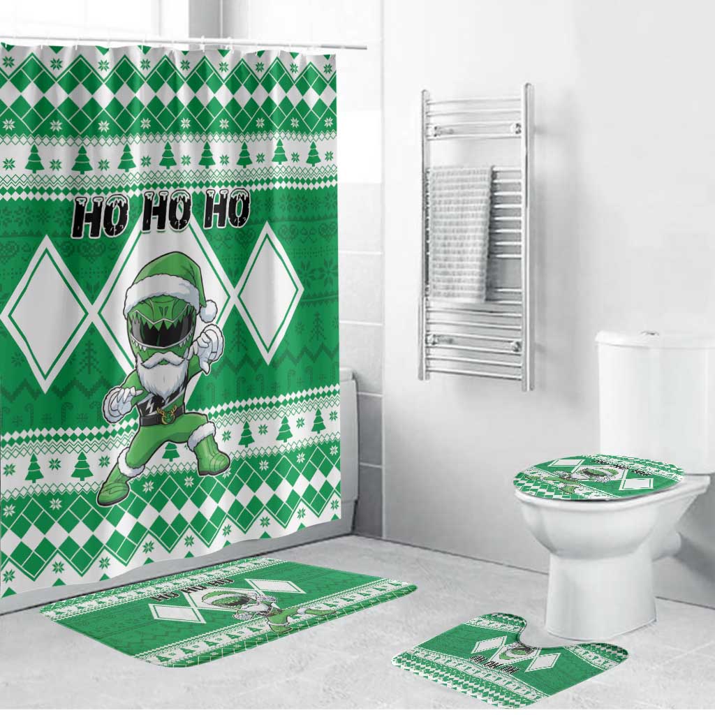 Power Green Ranger Santa Claus Bathroom Set Funny Christmas - Wonder Print Shop