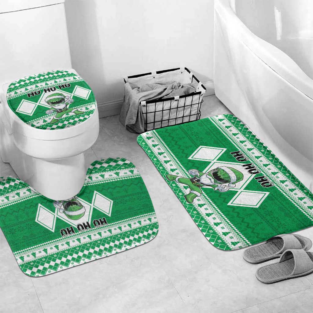 Power Green Ranger Santa Claus Bathroom Set Funny Christmas - Wonder Print Shop