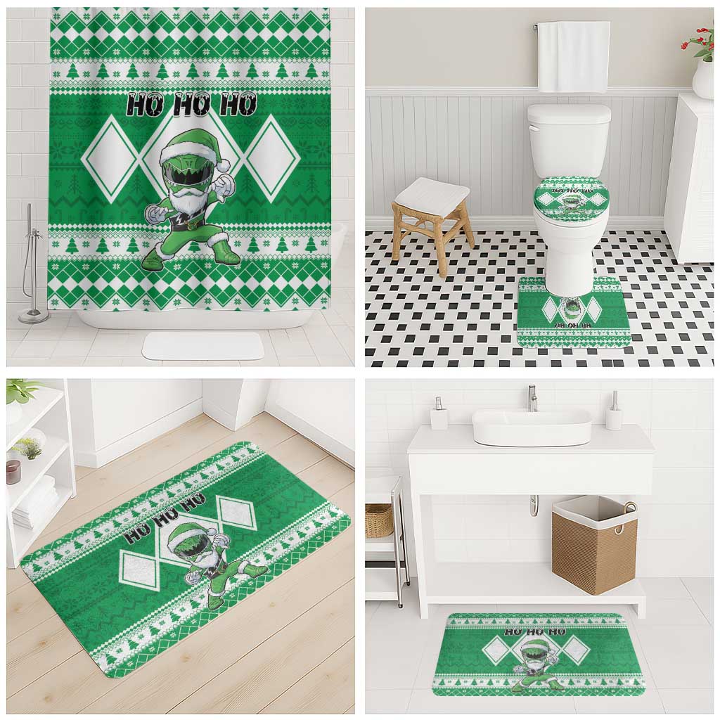 Power Green Ranger Santa Claus Bathroom Set Funny Christmas - Wonder Print Shop