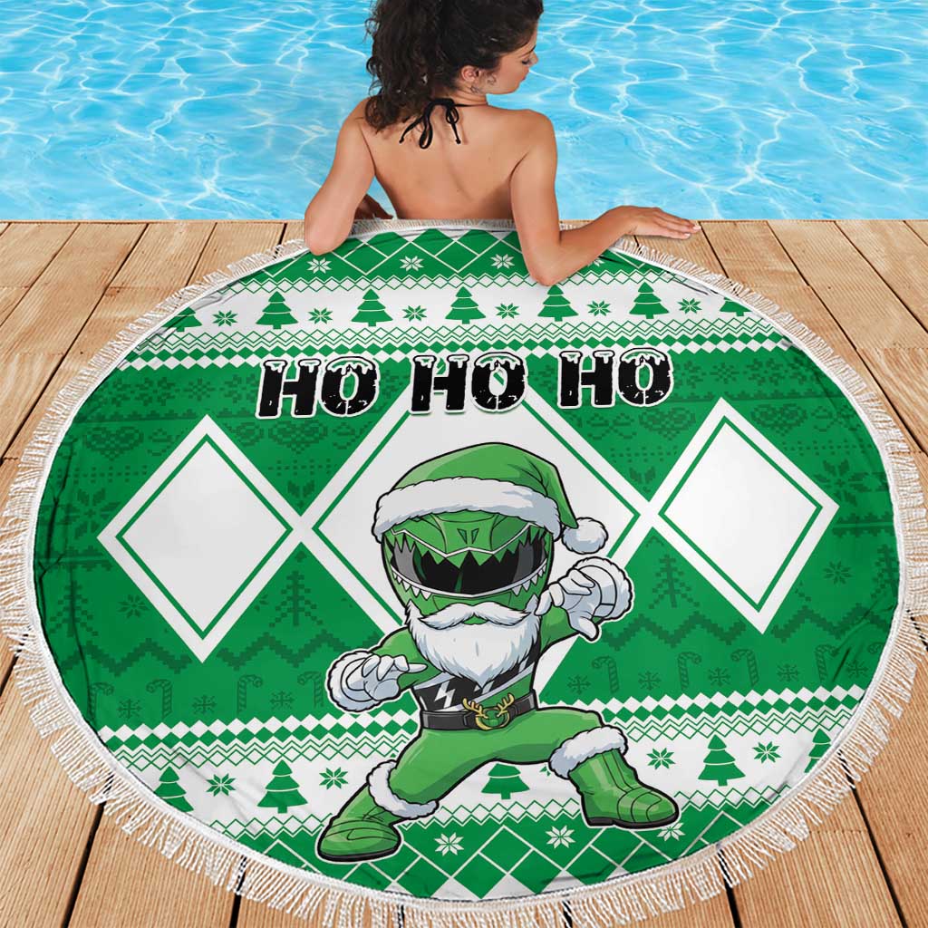 Power Green Ranger Santa Claus Beach Blanket Funny Christmas - Wonder Print Shop
