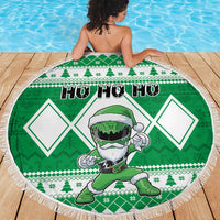 Power Green Ranger Santa Claus Beach Blanket Funny Christmas - Wonder Print Shop
