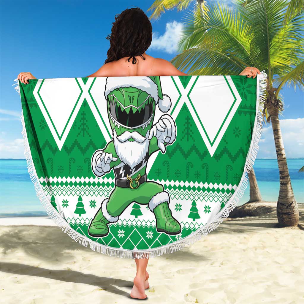 Power Green Ranger Santa Claus Beach Blanket Funny Christmas - Wonder Print Shop