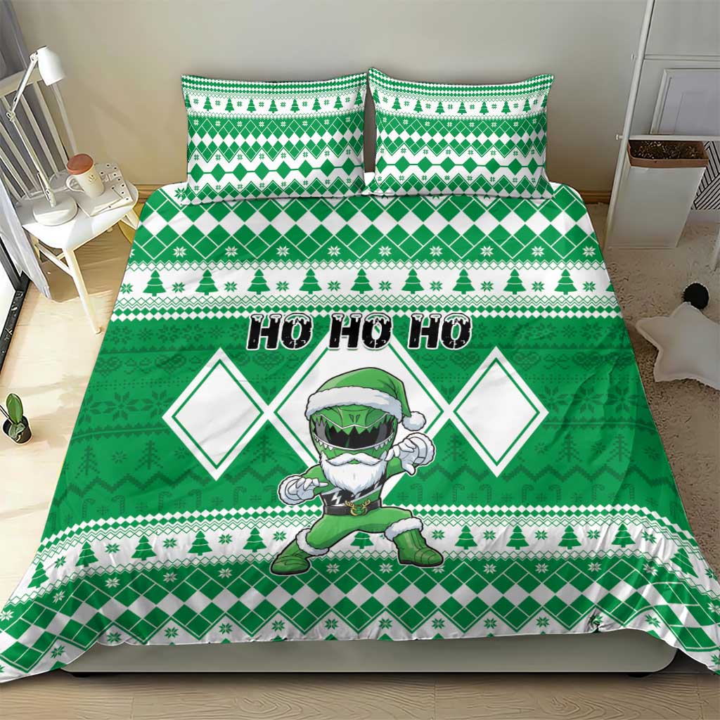 Power Green Ranger Santa Claus Bedding Set Funny Christmas - Wonder Print Shop