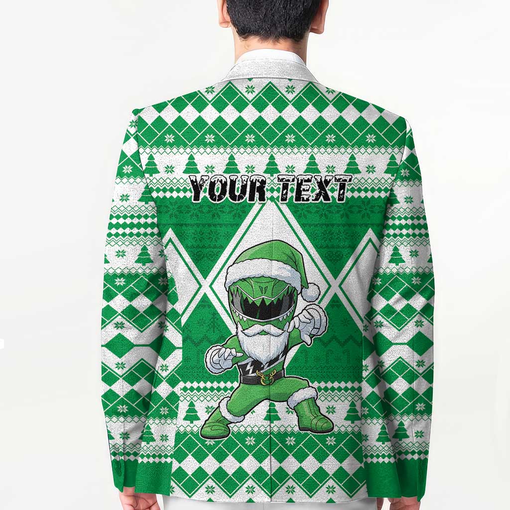 Personalized Power Green Ranger Santa Claus Blazer Funny Christmas - Wonder Print Shop