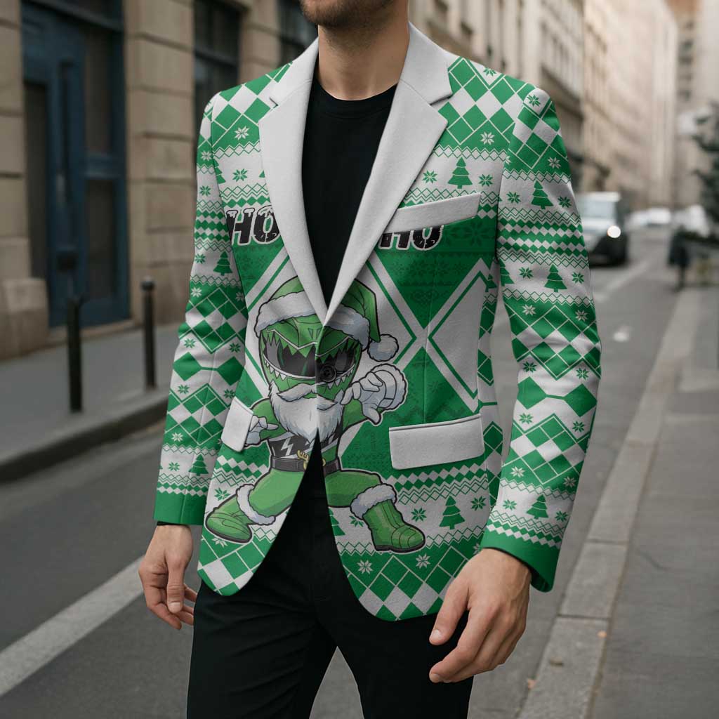 Personalized Power Green Ranger Santa Claus Blazer Funny Christmas - Wonder Print Shop