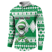 Personalized Power Green Ranger Santa Claus Button Sweatshirt Funny Christmas - Wonder Print Shop