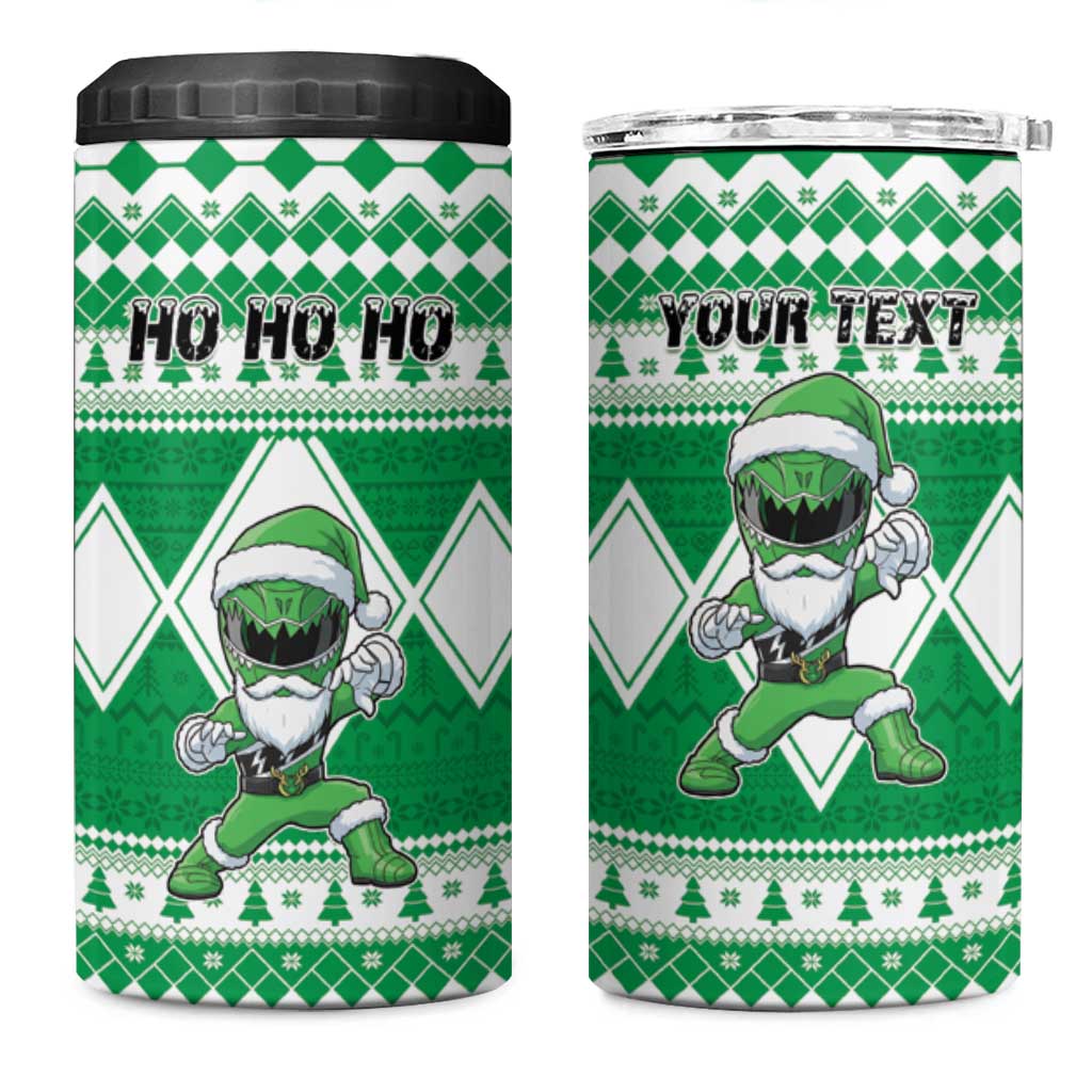 Personalized Power Green Ranger Santa Claus 4 in 1 Can Cooler Tumbler Funny Christmas - Wonder Print Shop