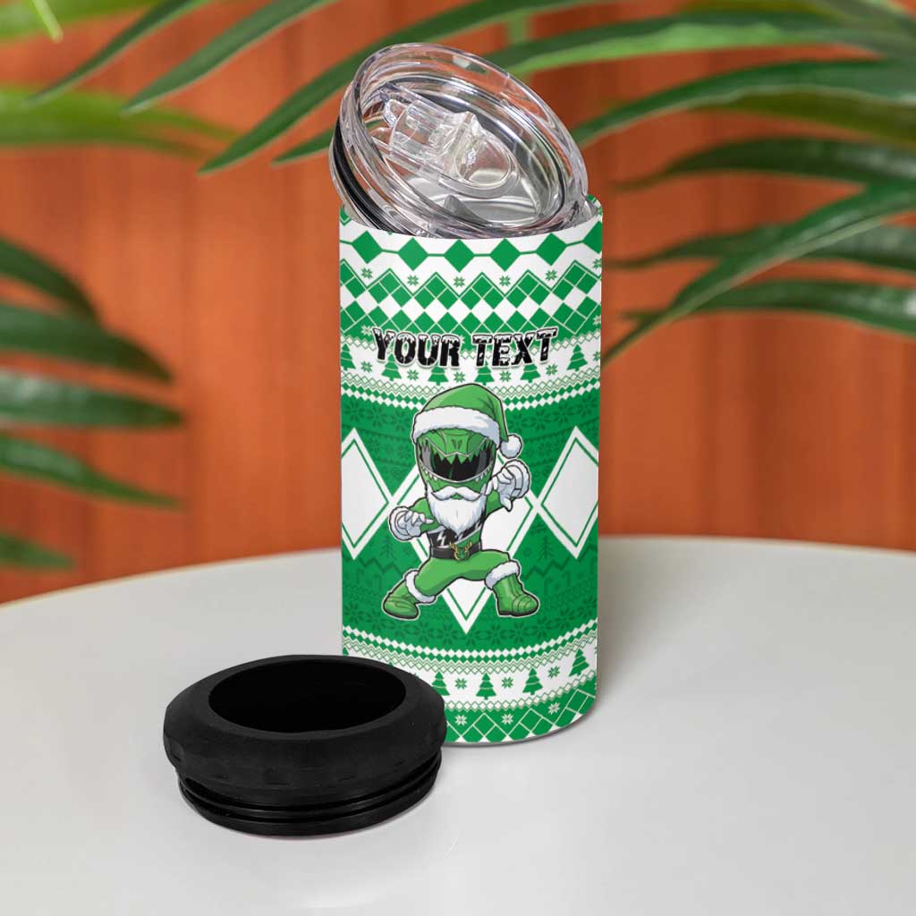 Personalized Power Green Ranger Santa Claus 4 in 1 Can Cooler Tumbler Funny Christmas - Wonder Print Shop
