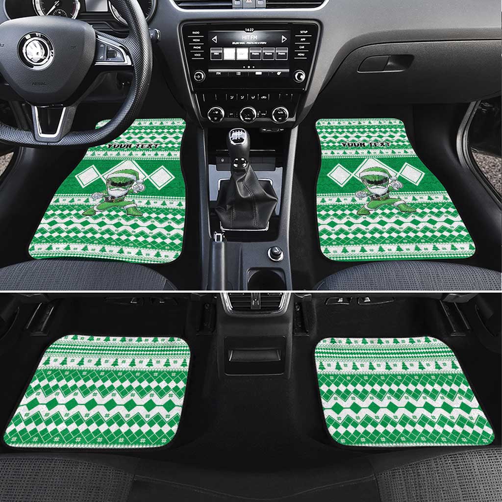 Personalized Power Green Ranger Santa Claus Car Mats Funny Christmas - Wonder Print Shop