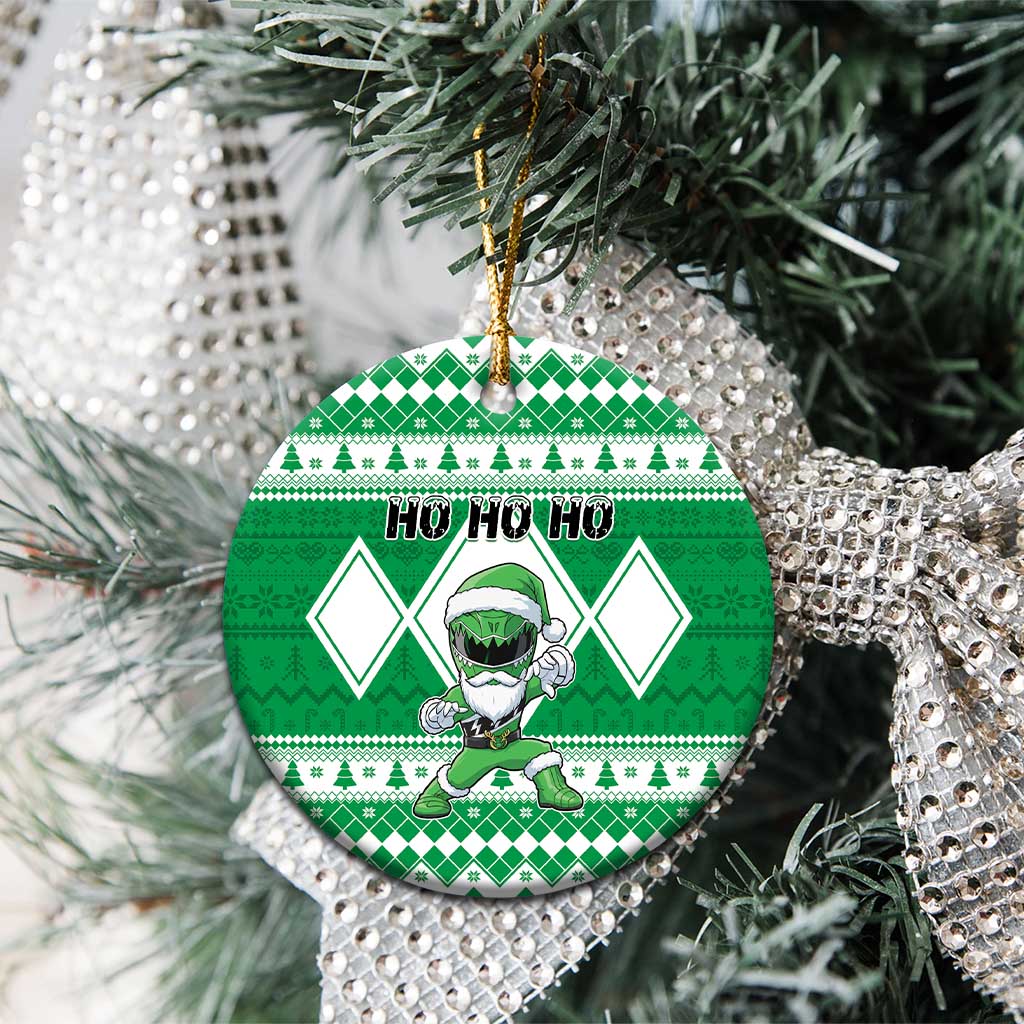 Power Green Ranger Santa Claus Ceramic Ornament Funny Christmas - Wonder Print Shop