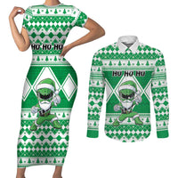 Personalized Power Green Ranger Santa Claus Couples Matching Short Sleeve Bodycon Dress and Long Sleeve Button Shirt Funny Christmas - Wonder Print Shop