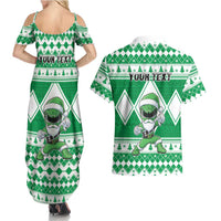 Personalized Power Green Ranger Santa Claus Couples Matching Summer Maxi Dress and Hawaiian Shirt Funny Christmas - Wonder Print Shop