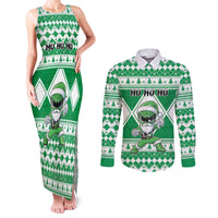 Personalized Power Green Ranger Santa Claus Couples Matching Tank Maxi Dress and Long Sleeve Button Shirt Funny Christmas - Wonder Print Shop