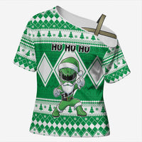 Personalized Power Green Ranger Santa Claus Cross Shoulder Shirt Funny Christmas - Wonder Print Shop