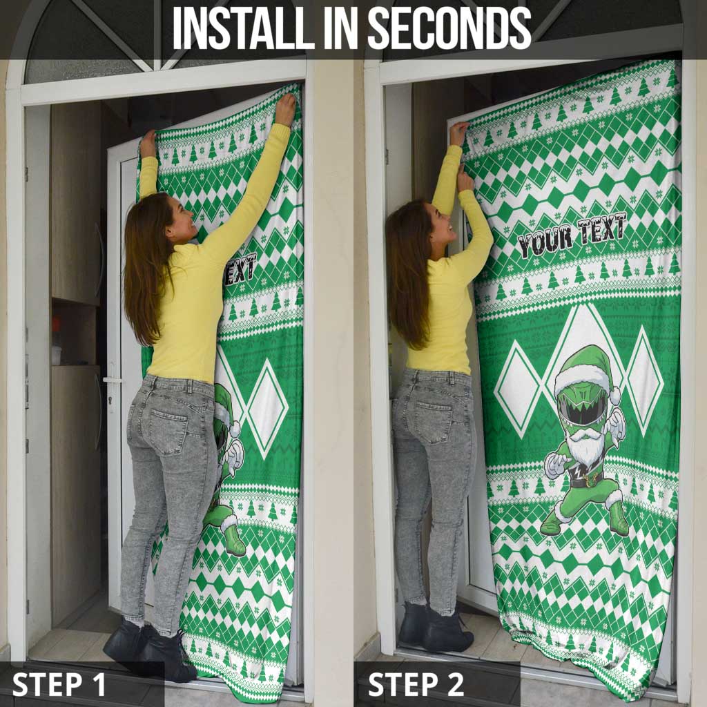 Personalized Power Green Ranger Santa Claus Door Cover Funny Christmas - Wonder Print Shop