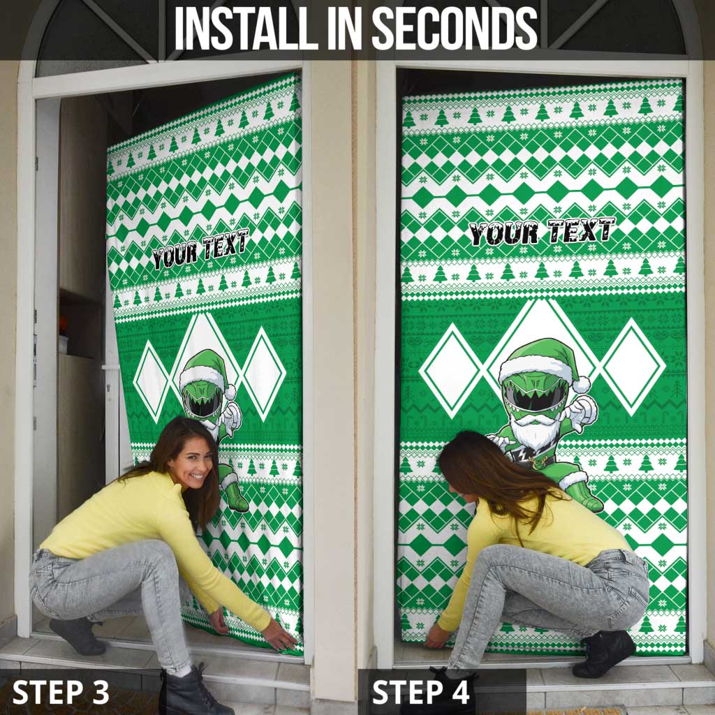Personalized Power Green Ranger Santa Claus Door Cover Funny Christmas - Wonder Print Shop