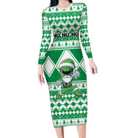 Personalized Power Green Ranger Santa Claus Family Matching Long Sleeve Bodycon Dress and Hawaiian Shirt Funny Christmas - Wonder Print Shop