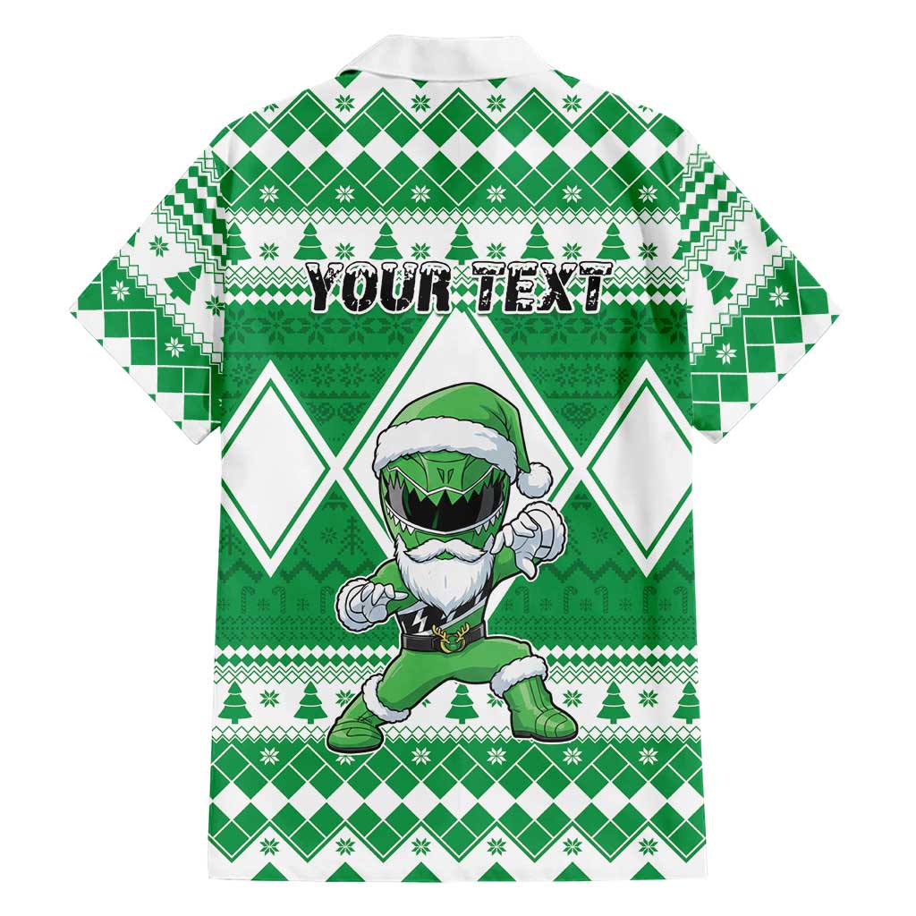 Personalized Power Green Ranger Santa Claus Family Matching Mermaid Dress and Hawaiian Shirt Funny Christmas - Wonder Print Shop