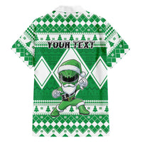 Personalized Power Green Ranger Santa Claus Family Matching Mermaid Dress and Hawaiian Shirt Funny Christmas - Wonder Print Shop