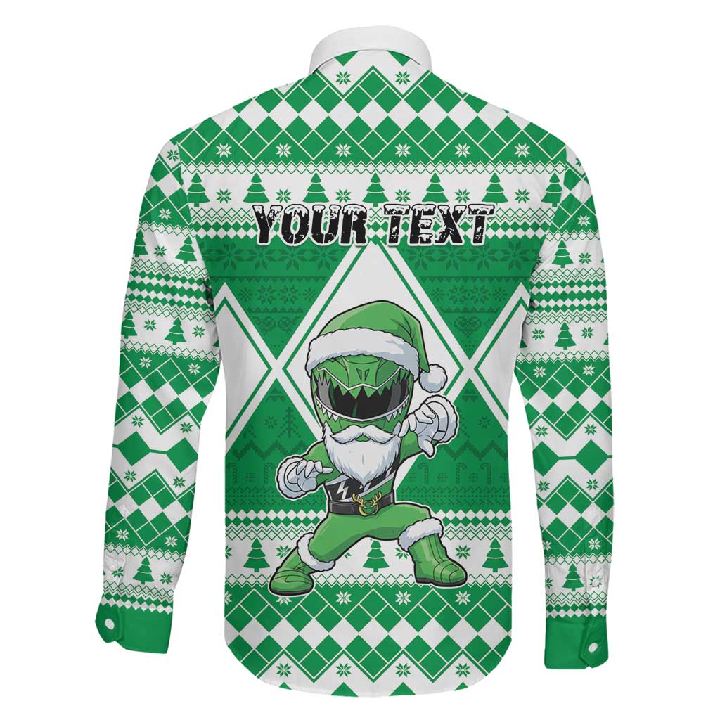 Personalized Power Green Ranger Santa Claus Family Matching Mermaid Dress and Hawaiian Shirt Funny Christmas - Wonder Print Shop
