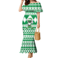 Personalized Power Green Ranger Santa Claus Family Matching Mermaid Dress and Hawaiian Shirt Funny Christmas - Wonder Print Shop