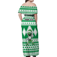 Personalized Power Green Ranger Santa Claus Family Matching Off Shoulder Maxi Dress and Hawaiian Shirt Funny Christmas - Wonder Print Shop